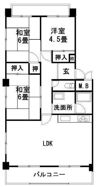 Floor plan. 3LDK, Price 5.8 million yen, Occupied area 67.95 sq m , Balcony area 10.12 sq m