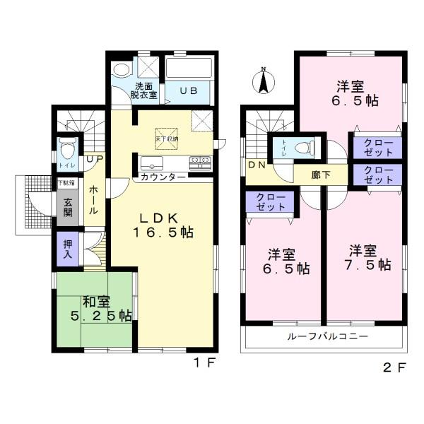Floor plan. (1 Building), Price 33,900,000 yen, 4LDK, Land area 142.18 sq m , Building area 97.73 sq m