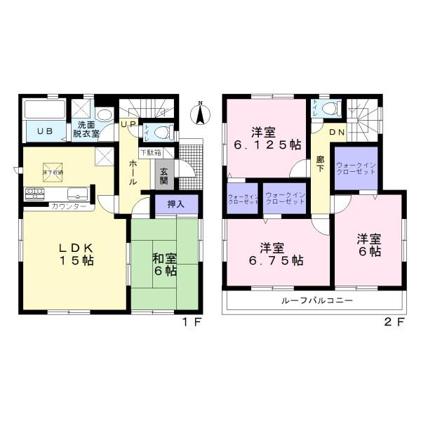 Floor plan. (4 Building), Price 31,900,000 yen, 4LDK+3S, Land area 146.7 sq m , Building area 98.97 sq m