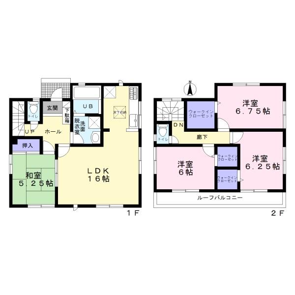 Floor plan. (6 Building), Price 32,900,000 yen, 4LDK+3S, Land area 133.05 sq m , Building area 98.96 sq m