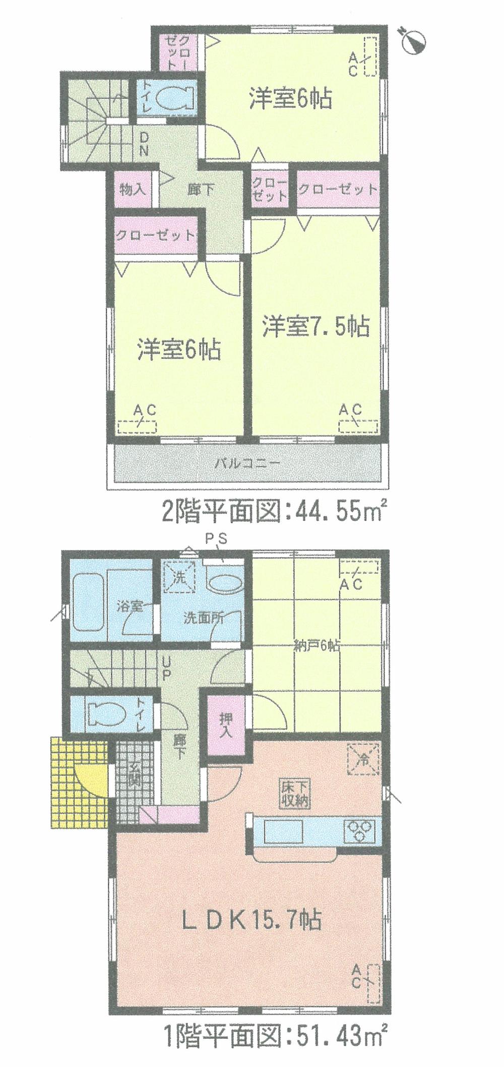 Floor plan. (3 Building), Price 28,900,000 yen, 4LDK, Land area 117.53 sq m , Building area 95.98 sq m