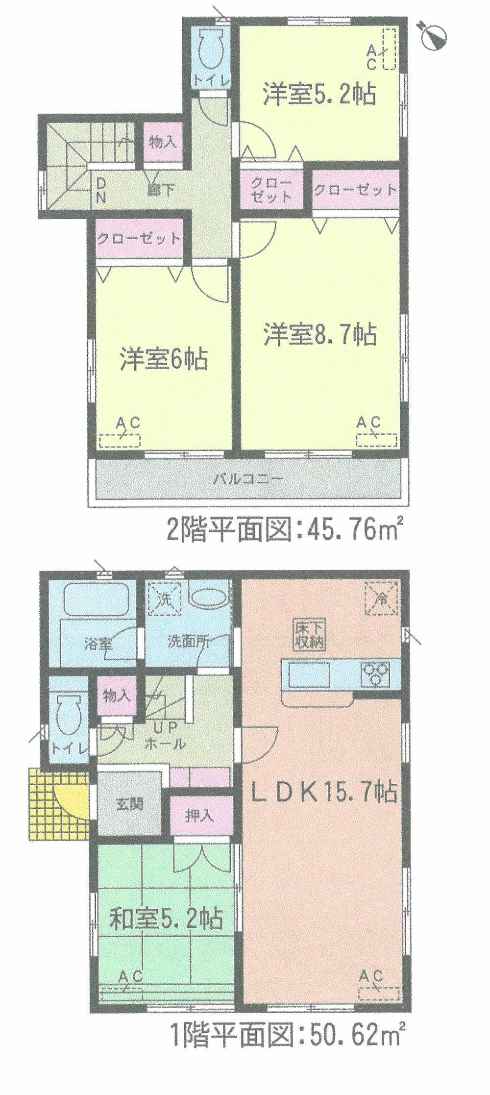 Floor plan. (Building 2), Price 30,900,000 yen, 4LDK, Land area 121.24 sq m , Building area 96.38 sq m
