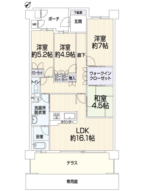 Floor plan. 4LDK, Price 25,800,000 yen, Occupied area 92.14 sq m