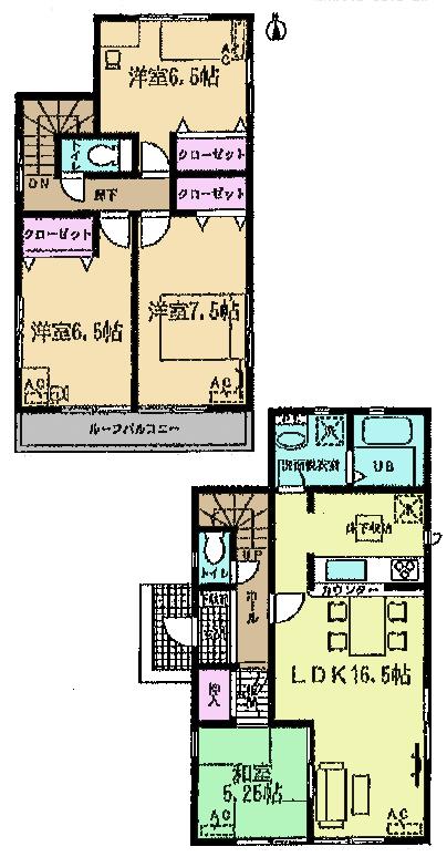 Floor plan. (1 Building), Price 33,900,000 yen, 4LDK, Land area 142.18 sq m , Building area 97.73 sq m
