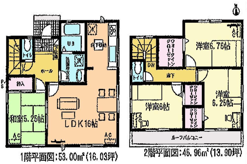 Floor plan. (6 Building), Price 32,900,000 yen, 4LDK, Land area 133.05 sq m , Building area 98.96 sq m