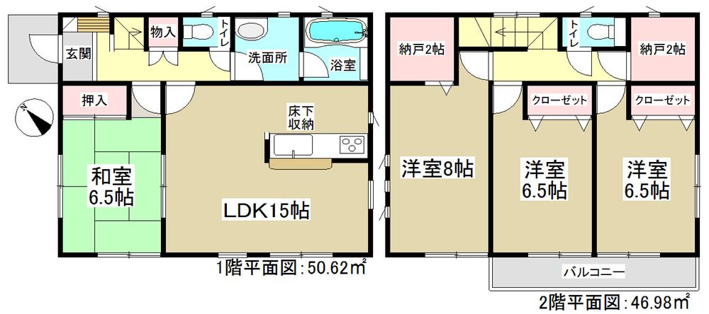 Floor plan. (1 Building), Price 32,900,000 yen, 4LDK+2S, Land area 136.69 sq m , Building area 101.65 sq m