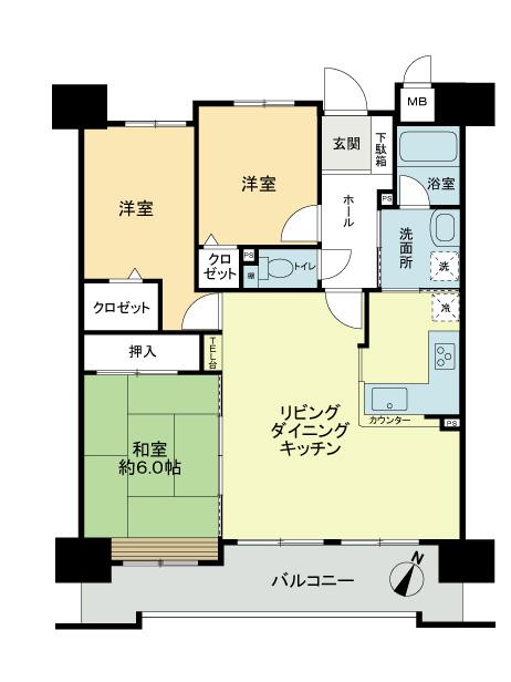 Floor plan. 3LDK, Price 12.8 million yen, Occupied area 71.99 sq m , Balcony area 12.27 sq m
