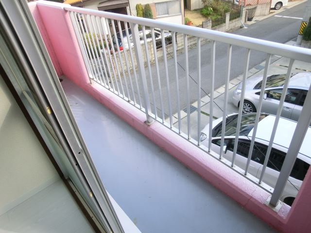 Balcony. It is bright with a two-sided window