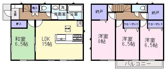 Floor plan. (1 Building), Price 32,900,000 yen, 4LDK+2S, Land area 136.69 sq m , Building area 101.65 sq m