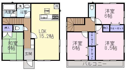Floor plan. (Building 2), Price 31,900,000 yen, 4LDK, Land area 163.24 sq m , Building area 98.01 sq m