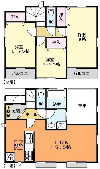 Floor plan. 25,800,000 yen, 3LDK, Land area 99.82 sq m , Building area 87.38 sq m