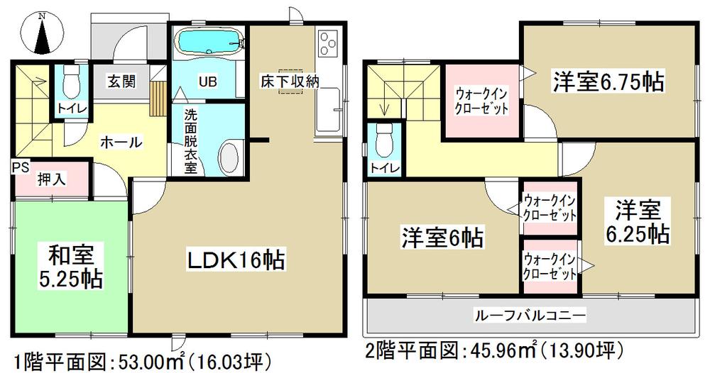 Floor plan. (6 Building), Price 32,900,000 yen, 4LDK, Land area 133.05 sq m , Building area 98.96 sq m