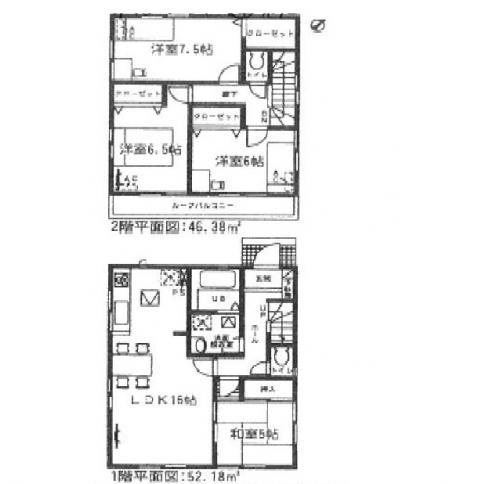 Floor plan. (3 Building), Price 26.5 million yen, 4LDK, Land area 161.75 sq m , Building area 98.56 sq m