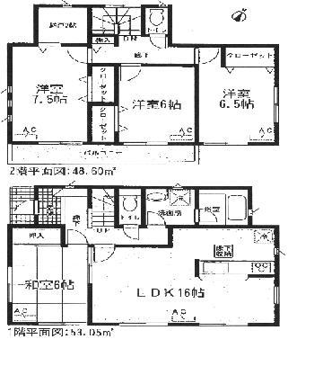 Floor plan. (Building 2), Price 30,900,000 yen, 4LDK+S, Land area 169.94 sq m , Building area 101.85 sq m