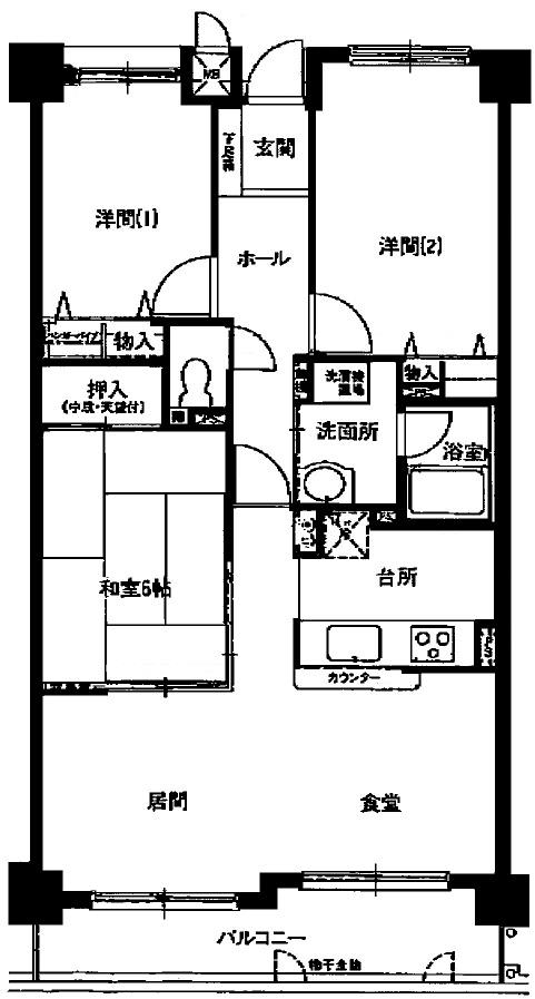 Floor plan. 3LDK, Price 12.5 million yen, Occupied area 74.74 sq m , Balcony area 8.91 sq m