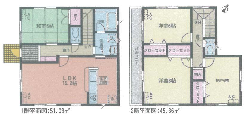 Floor plan. (1 Building), Price 27,900,000 yen, 3LDK+S, Land area 115.45 sq m , Building area 96.39 sq m