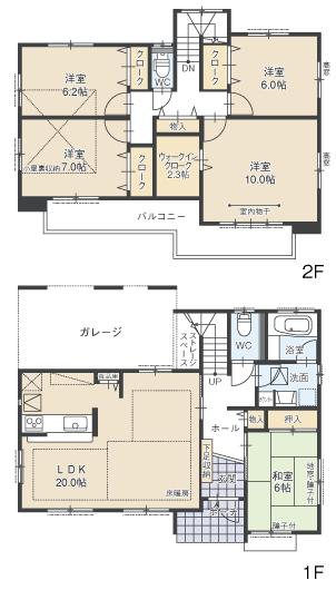 Floor plan. (K Building), Price 37.5 million yen, 5LDK, Land area 145.01 sq m , Building area 133.72 sq m