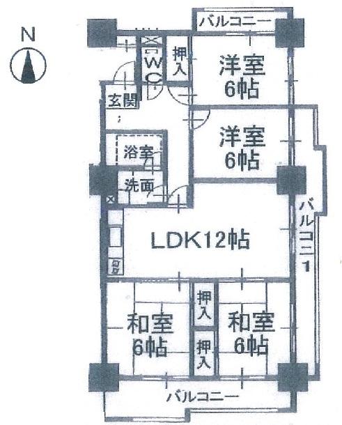 Floor plan. 4LDK, Price 12.8 million yen, Occupied area 83.29 sq m , Balcony area 21.24 sq m