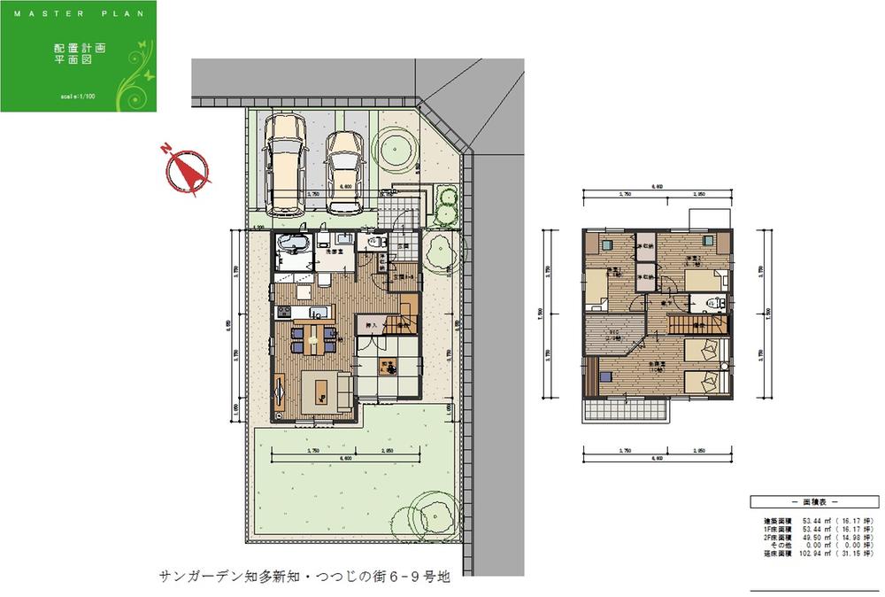 Compartment view + building plan example. Building plan example, Land price - 6-9 No. land set plan