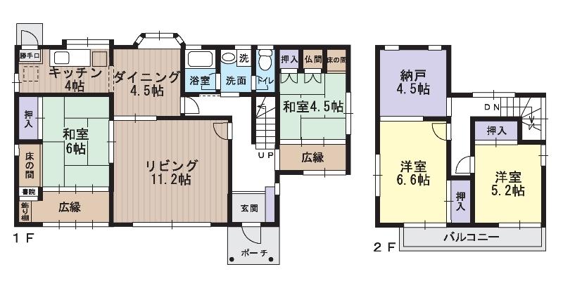Floor plan. 18,800,000 yen, 4LDK + S (storeroom), Land area 225.27 sq m , Building area 110.67 sq m