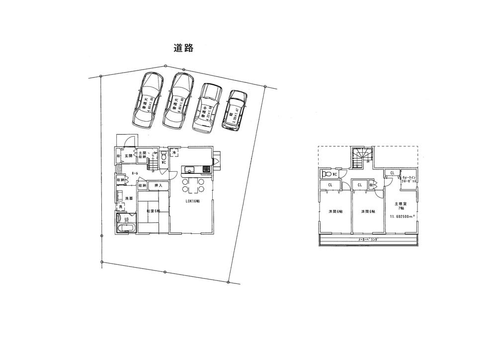 Building plan example (floor plan). Building plan example 4LDK + 2S, Land price 15,120,000 yen, Land area 209.52 sq m , Building price 24 million yen, Building area 109.3 sq m