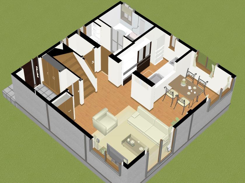 Rendering (introspection). 1F bird's-eye view