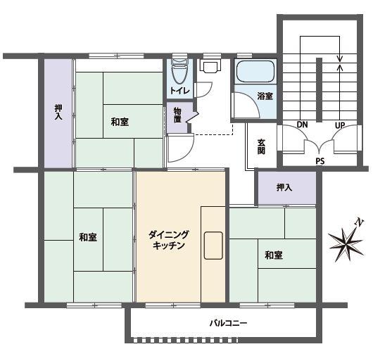 Floor plan. 3DK, Price 3.9 million yen, Occupied area 48.99 sq m , Balcony area 5.87 sq m   ■ 3DK