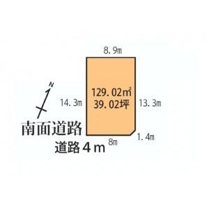 Compartment figure. Land price 4.98 million yen, Land area 129 sq m