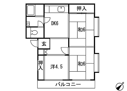 Floor plan. 3DK, Price 5.95 million yen, Occupied area 52.35 sq m , Balcony area 7.02 sq m