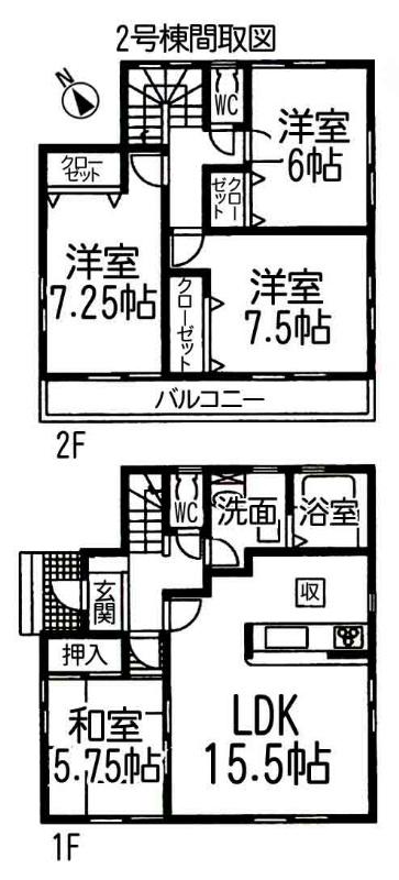 Floor plan. 21,800,000 yen, 4LDK, Land area 133.61 sq m , Building area 97.73 sq m