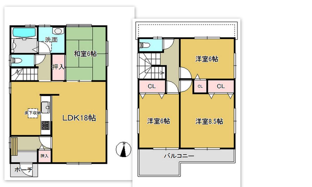 Floor plan. (Hachimandai A Building), Price 26,300,000 yen (planned), 4LDK, Land area 116.88 sq m , Building area 104.34 sq m