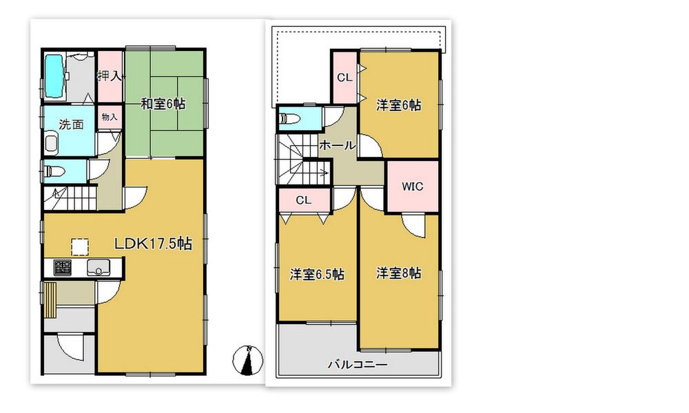 Floor plan. (Hachimandai B Building), Price 25,700,000 yen (planned), 4LDK, Land area 109.75 sq m , Building area 105.98 sq m