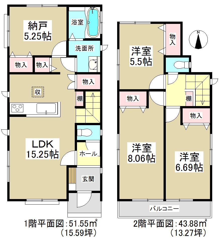 Floor plan. (1 Building), Price 19,800,000 yen, 4LDK, Land area 122.78 sq m , Building area 95.44 sq m