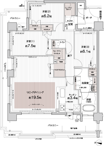 Floor: 3LDK, occupied area: 97.14 sq m, Price: 28.4 million yen