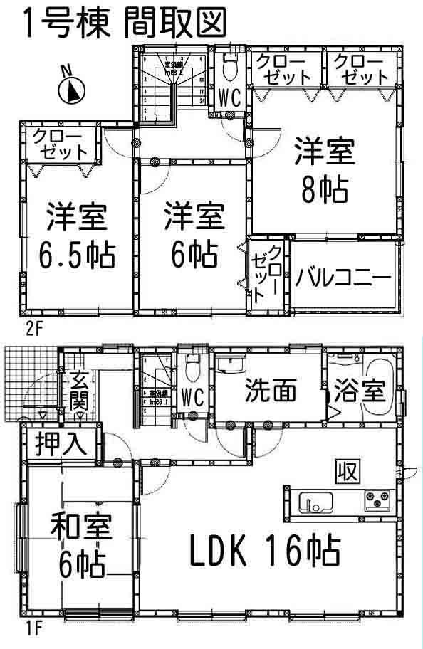 Floor plan. 26,800,000 yen, 4LDK, Land area 186.59 sq m , Building area 104 sq m