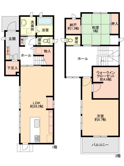 Floor plan. 29,800,000 yen, 2LDK + S (storeroom), Land area 130.17 sq m , Building area 102.82 sq m