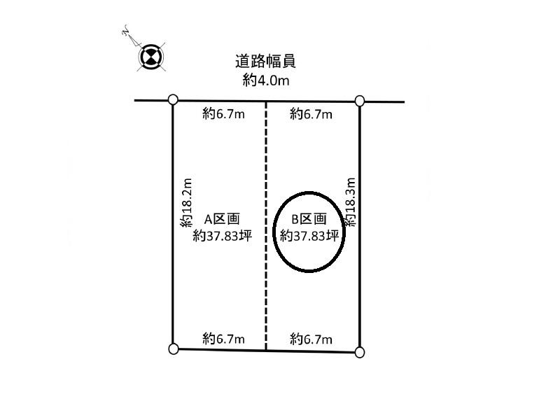 Compartment figure. Land price 12,880,000 yen, Land area 125.07 sq m B compartment