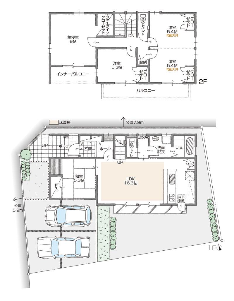 Floor plan. (B Building), Price 35,800,000 yen, 5LDK+S, Land area 149.45 sq m , Building area 113.96 sq m