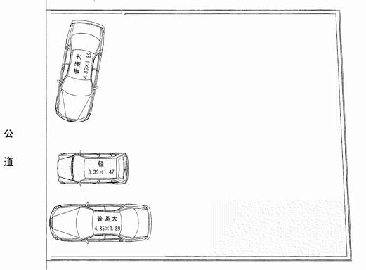 Compartment figure. Land price 8 million yen, 3 cars allowed land area 175.2 sq m parking space
