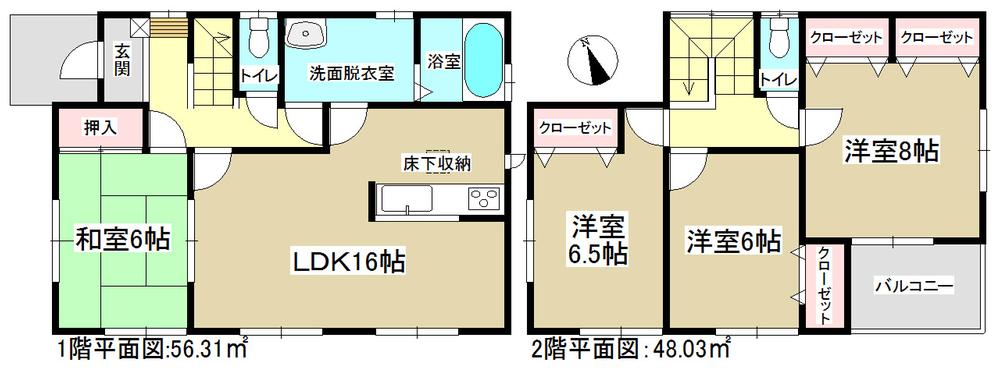 Floor plan. 26,800,000 yen, 4LDK, Land area 186.59 sq m , Building area 104.34 sq m