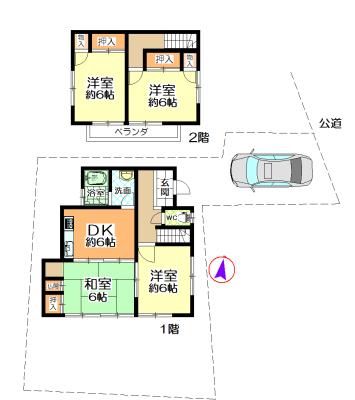 Floor plan. 7.9 million yen, 4DK, Land area 118.68 sq m , Building area 74.24 sq m