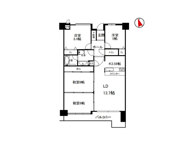 Floor plan. 4LDK, Price 9.8 million yen, Footprint 83.4 sq m , Balcony area 13.79 sq m