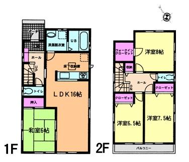 Floor plan. (1 Building), Price 24,800,000 yen, 4LDK, Land area 160.28 sq m , Building area 106 sq m