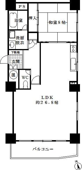 Floor plan. 1LDK, Price 7.5 million yen, Footprint 77.1 sq m , Balcony area 7.92 sq m