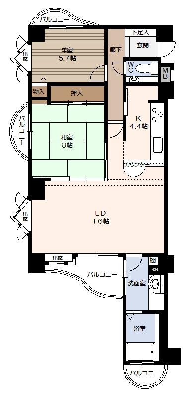 Floor plan. 2LDK, Price 5.98 million yen, Occupied area 75.88 sq m , Balcony area 10.4 sq m
