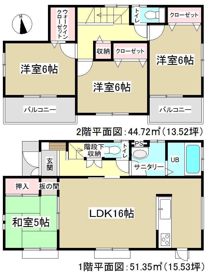 Floor plan. (3 Building), Price 28.8 million yen, 4LDK, Land area 141.75 sq m , Building area 96.7 sq m