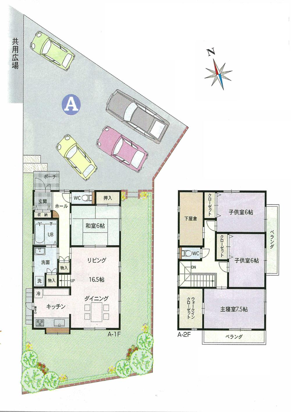 Compartment view + building plan example. Building plan example (A partition plan example) 4LDK, Land price 12.8 million yen, Land area 305.28 sq m , Building price 22,890,000 yen, Building area 110.96 sq m