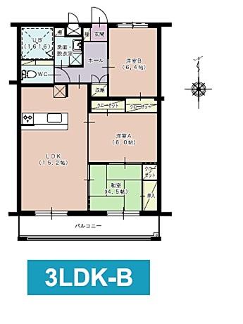 Floor plan. 3LDK, Price 14.6 million yen, Footprint 74 sq m , Balcony area 9.62 sq m