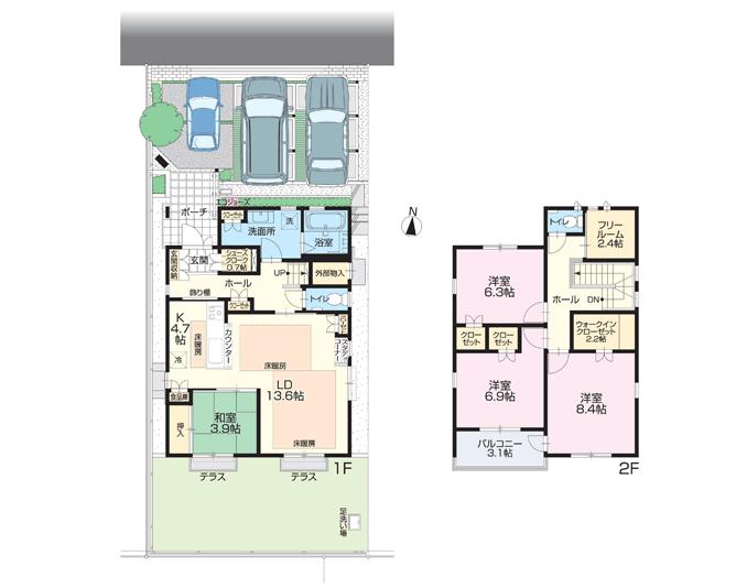 Floor plan. (No.5), Price 34,950,000 yen, 4LDK, Land area 161.04 sq m , Building area 121.25 sq m