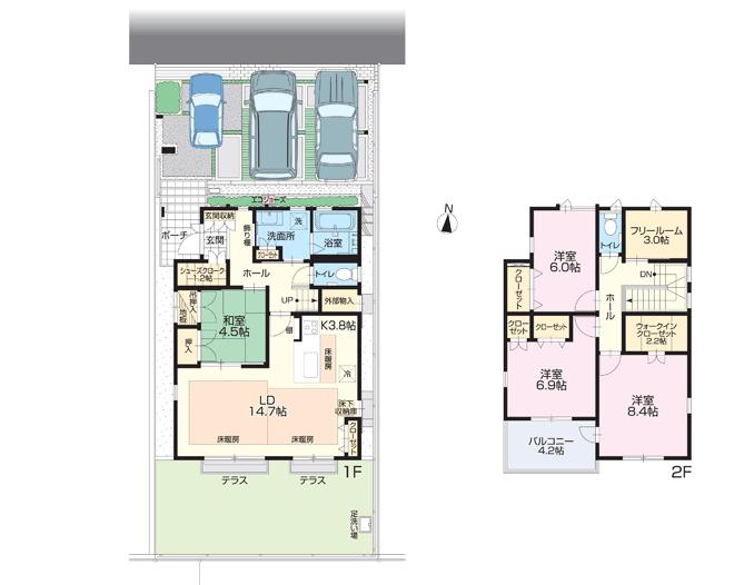 Floor plan. (No.3), Price 34,980,000 yen, 4LDK+3S, Land area 160.99 sq m , Building area 123.75 sq m